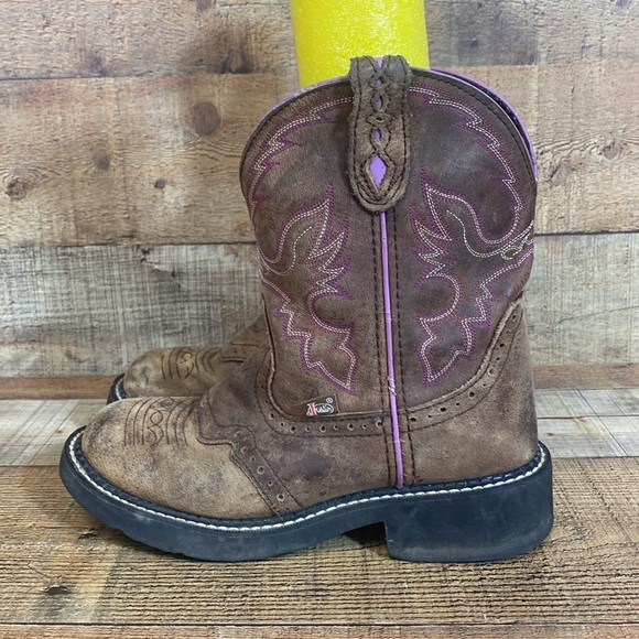 Justin Gypsy Western Boot Womens Size 6.5 B Leather Ankle Boots Round Toe Heels - Picture 6 of 13